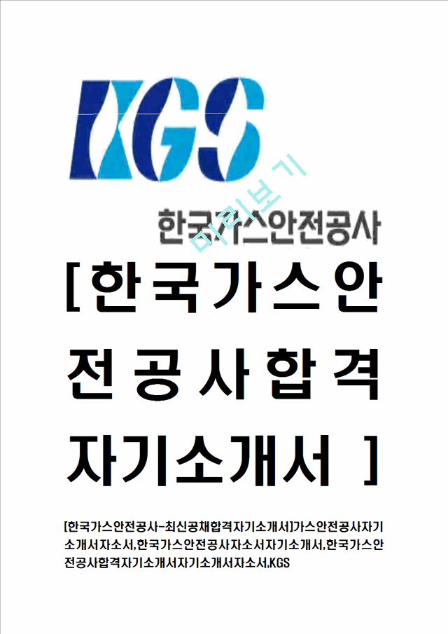 [한국가스안전공사-최신공채합격자기소개서] 가스안전공사자기소개서,한국가스안전공사합격자기소개서,KGS   (1 )